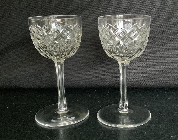 pair of vintage cut Crystal stemmed glasses